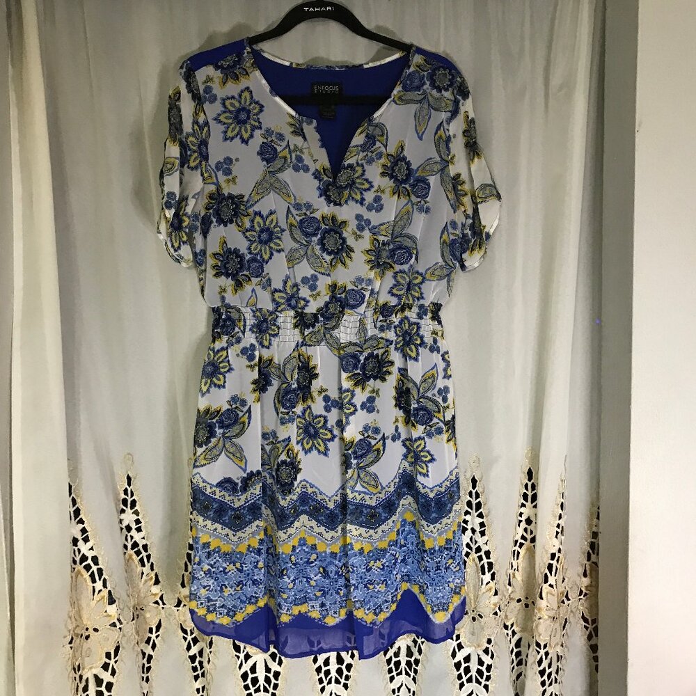 ENFOCUS STUDIO MIDI DRESS, Sz12, FIT & FLAIR, SHORT SLEEVES
